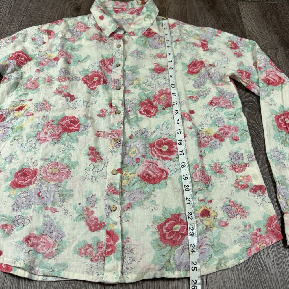 Read Description** Maison Hotel The Giorgia Blouse in Candy Roses Size M Cotton - Picture 7 of 13